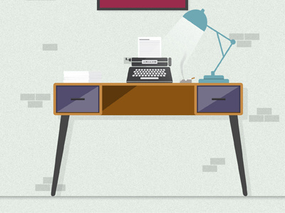 Ariane's Desk desk illustration lamp vector