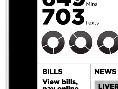 Home Dashboard. black and white dashboard ipad typography