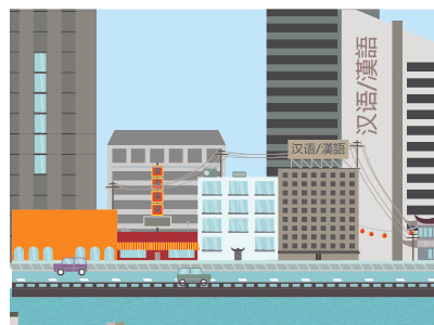 Wip, Asian city landscape asian city illustration
