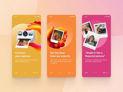 Polaroid App Onboarding branding colors figma illustration onboarding polaroid ui