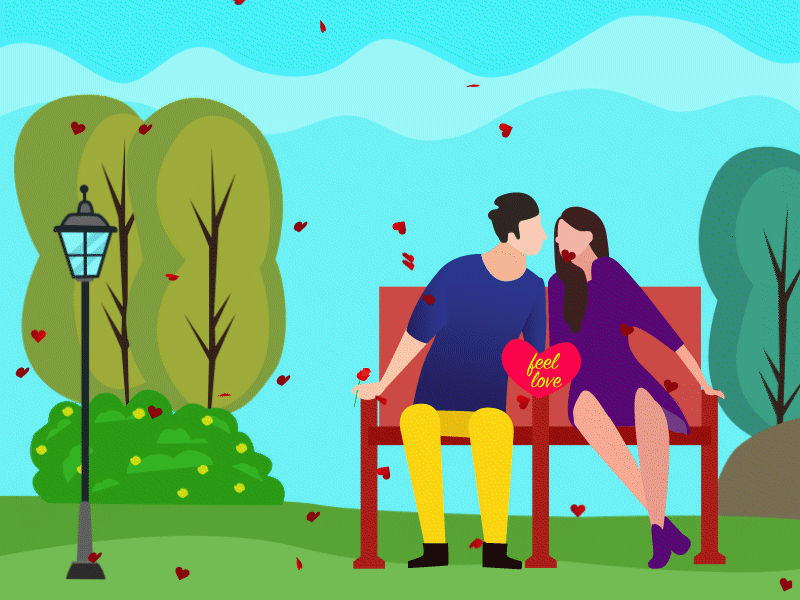 Love park adobe aftereffects adobe illustrator adobe illustrator design backgrounds boy character character animation doraemon gif dribble shot girl character heart illustration kiss love love couple motiongraphics park romance rose tree