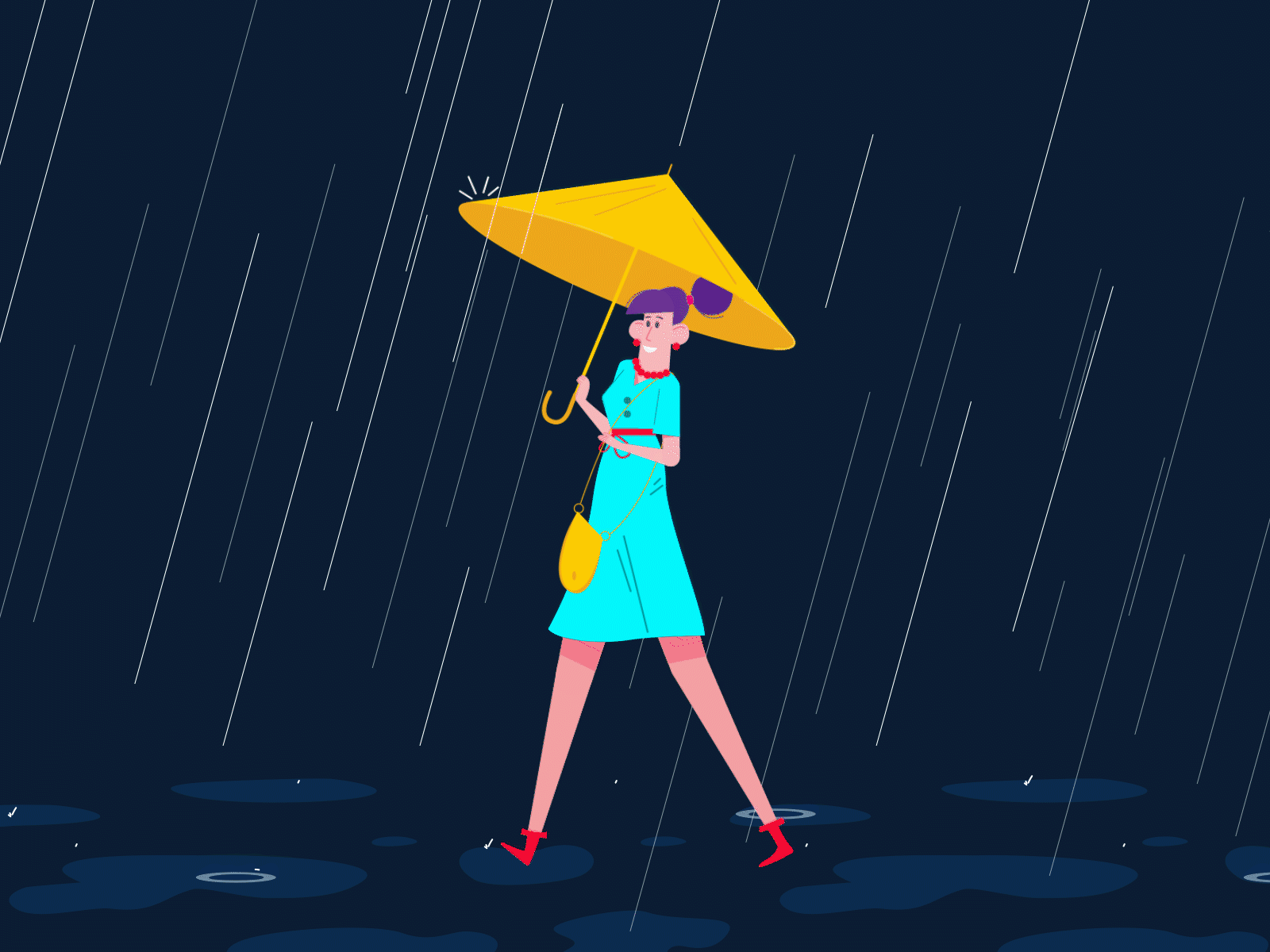 Rainy walk adobe aftereffects adobe illustrator design character animation rainy