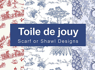 I will create toile de jouy scarf or shawl textile print design abstract belagraphic hand drawn home decor textile fabric textile fabric wallpaper textile design textile wallpaper toile toile de jouy pattern expert
