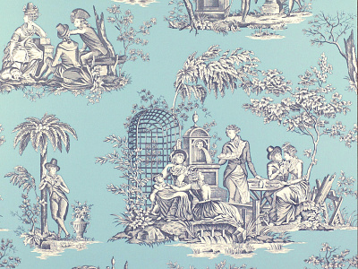 "Balleroy" toile fabric in azalee