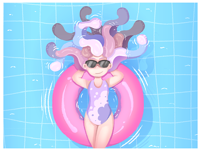 Chillin' cartoon cartoon illustration chill illustration pool summer swimmingpool