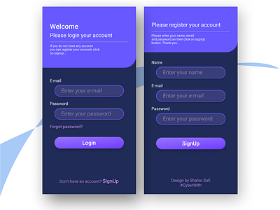 Login singnUp ui login mobile app mobile ui signup uiux