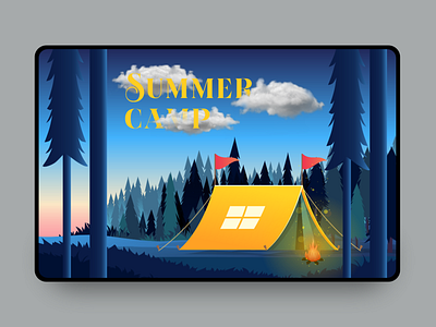 Summer Camp $ $ camp dark gradient holidays illustration illustrator art illustrator cc kidscamp landingpage summer camp sunset