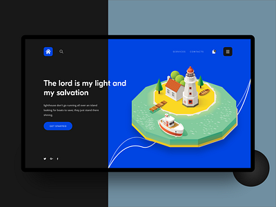 Lighthouse $ $ 3d color house illusration illustrations isometric lighting low poly ui ux xd design
