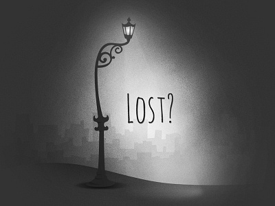 Lost? 404 city fog gloomy light light post lost night skyline spooky