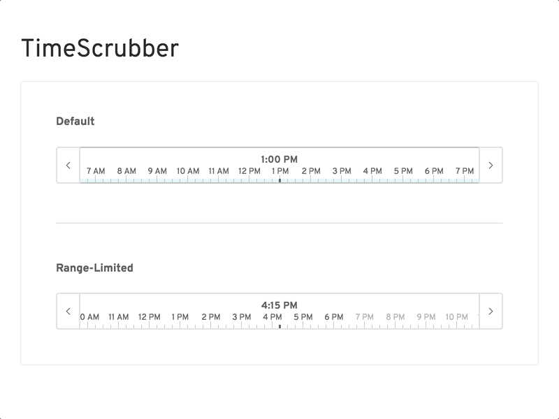 Time Scrubber choose drag increment next previous range scrub select selection slider time