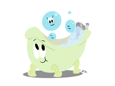 Bathtub Bubbles bathtub cute design digital 2d flat design illustration