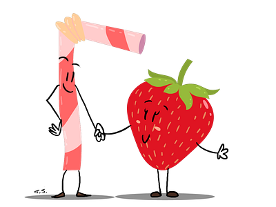 Straw-Berry art cute design digital 2d digital painting drawing drawing 2d flat design illustration straw strawberry