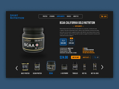 Sport nutrition E-commerce concept bcaa beautiful black blockchain blue design ecommerce landing nutrition protein sport sports branding supplements ui user interface ux web web banner web design website