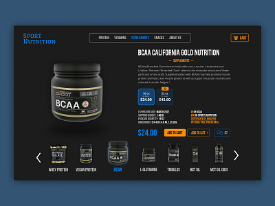 Sport nutrition E-commerce concept