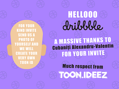 Hello Dribbble! animation animation 2d character animation character design debut design graphic design graphic design hello dribbble invite design toonideez ubeentoond