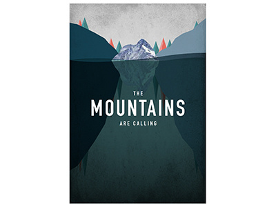 The Mountains are Calling flat illustration mountains poster