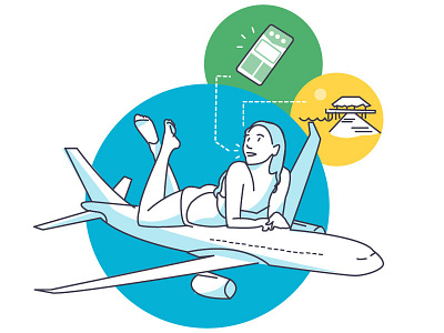 Skyscanner style illustration aircraft airplane girl illustration illustration illustrator skyscanner travel uiintern vector vector art vector illustration