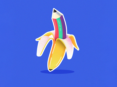 Banana pencil art banana funny illustration joke pencil vector