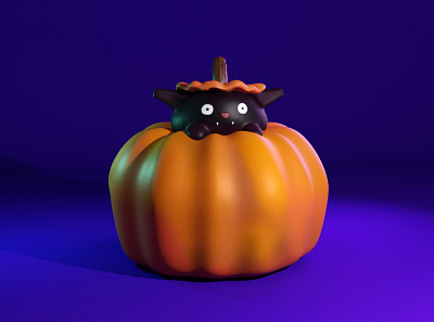 Pumpkin cat blender blender3d cat halloween pumpkin