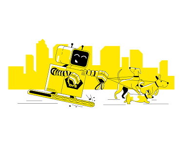 Robot dog dogs illustration robots vector yellow
