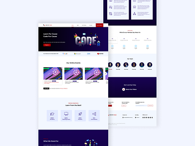 Code For Cause Website Landing Page branding code codeforcause courses design edutech gauravsunaria opensource ui ux