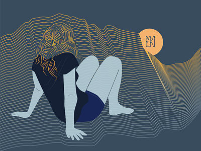 Generative dawn blonde generative generative art illustration line art linework relaxed type typography vector woman