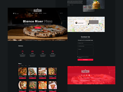 Blanco River Pizza Landing Page branding design flat illustration illustrator logo minimal ui vector web