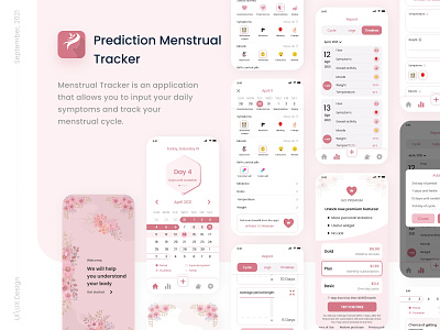 Prediction- Menstrual Tracker girl period design ios design mobile app design style guideline ui ux ux research