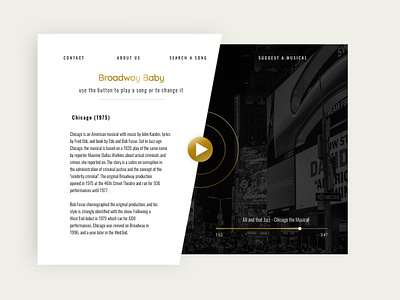 Daily UI - Broadway Baby broadway design musical player ui website concept website design