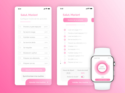 Daily UI - Routine App app app design app reminder application design morning app pink app ui vector