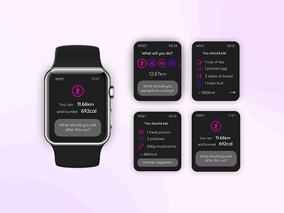 Daily UI - What should I eat? advice app app design application design eat following pink running ui violet