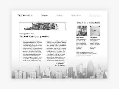 Daily UI - NEWSmagazine black white black and white blackandwhite design journal news website ui webdesign webzine