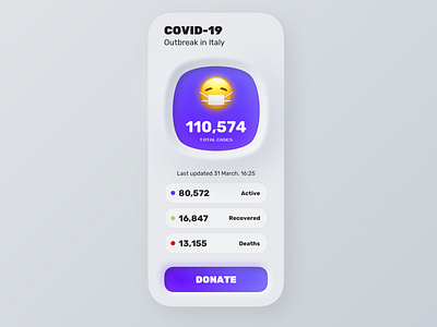 COVID 19🦠 android app colors corona coronavirus creative design designer health ios iphone neumorphic neumorphism pandemic stayhome ui ux