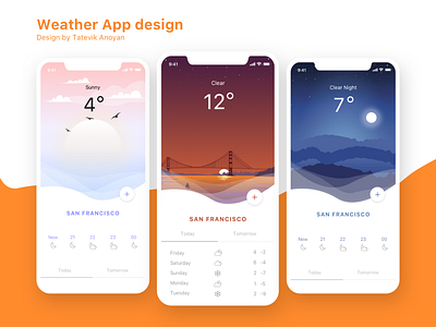 Weather app app design illustration minimal ui ux vector website