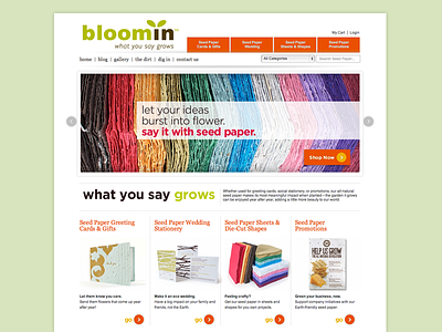 Bloomin Web Design cards diy ecommerce flowers paper seeds shopping shopping cart ui web