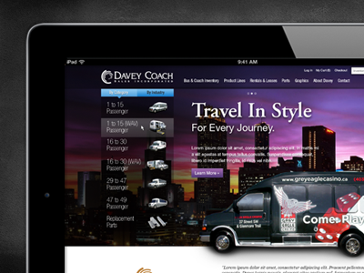 Davey Coach Sneak Peak design ui web