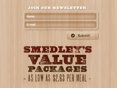 Smedley Ad & Newsletter Sign up design ui web