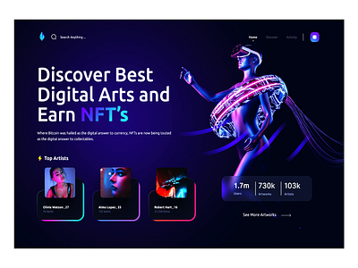 NFT Marketplace | Based On Metaverse (Animated) 3d concept dark dark header dark mode dark ui design header interface market marketplace metaverse nft nft concept nft interface nft marketplace nft ui ui ui design uiux