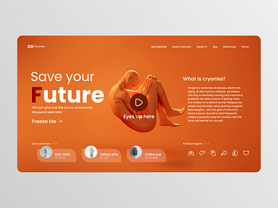 Cryonics | Future life 3d artificial intelligence concept creative design experiment human illustration landing landing page life minimal modern life orange ui ui design uiux web web design website