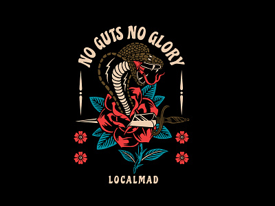 No Guts No Glory apparel design artwork badgedesign design graphic design illustration tshirt design