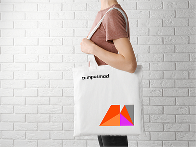 Aplicación bolsa de tela - Campusmad branding design e learning logo