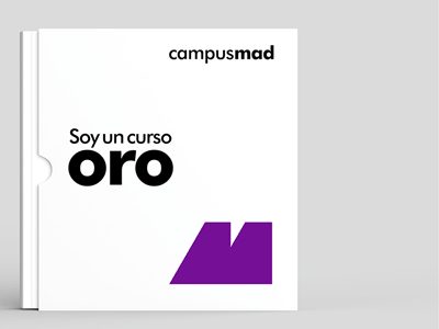 Caja curso oro branding design flat logo web