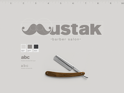 Mustak - barber salon branding design drawing identity illustration illustrator lettering logo type typography vector
