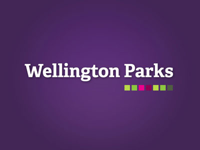 Wellington Parks Logo branding green logo pink purple