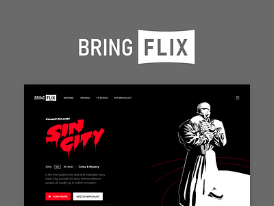 Bringflix - online movies platform redesign adgroup adgroup.sh adgroupsh bringflix concept movies movies app online redesign sin city streaming vod watch web application web design