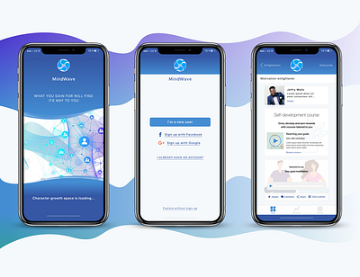 iOS app for personal development, meditation and enlightment app design concept mockups prototype ux ui