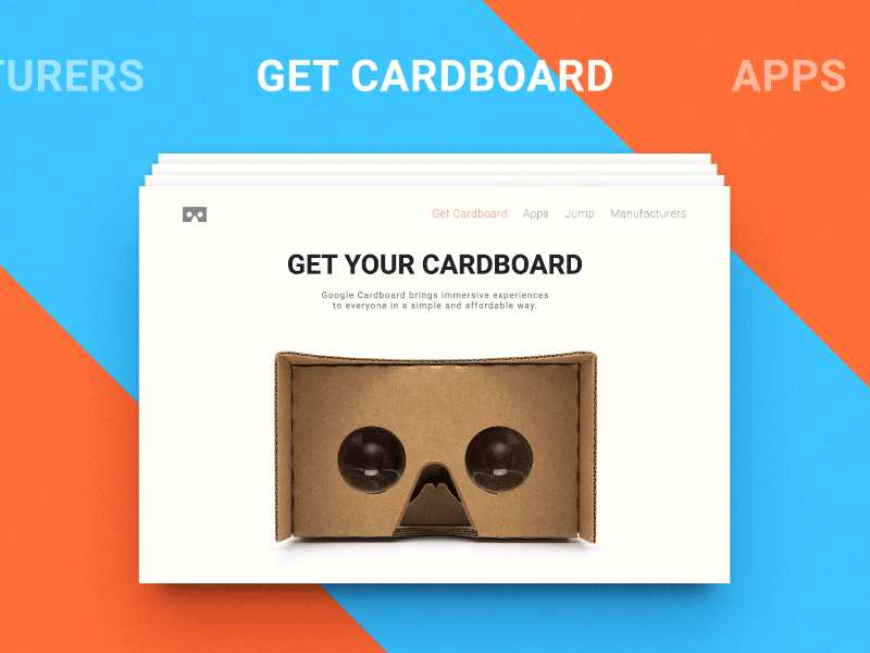 Google Cardboard Card Stack cardboard google material ux ui vector design flat gif animation motion