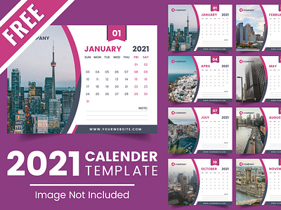 2021 Free Desk Calendar Design Template