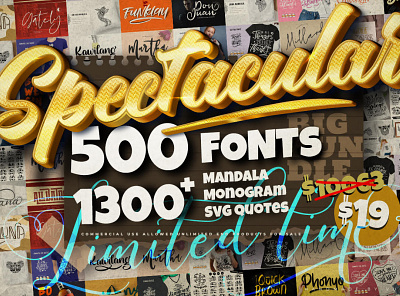 Spectacular Collection Big Bundle Bundles 10568786 fonts collection