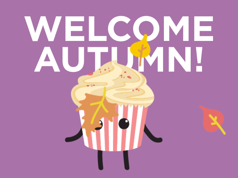 Welcome Autumn autumn cupcake cute fall fall gif leaves leaves falling october season solstice welcome